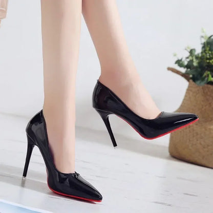 New Sexy Black Red Bottom High Heels for Ladies Women 7-9cm Stiletto Pointed Toe Shoes Women Nightclub Prom Party Shoes 42