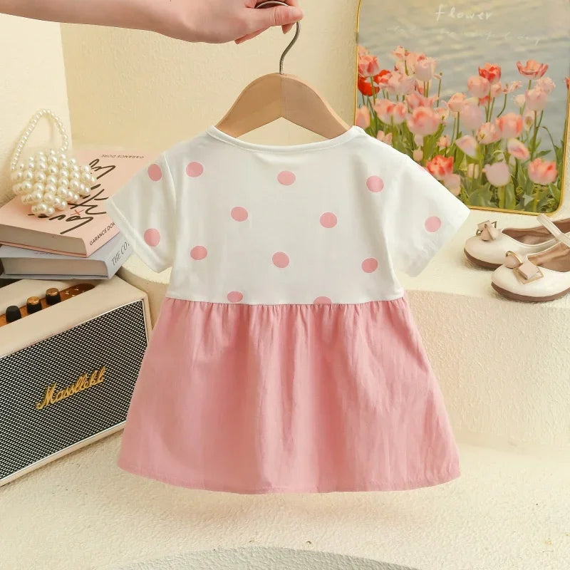 Baby Girl Clothes Summer Polka Dot Print Cute Three-Dimensional Bow Decoration Baby Dresses Sweet Birthday Party Baby Clothes