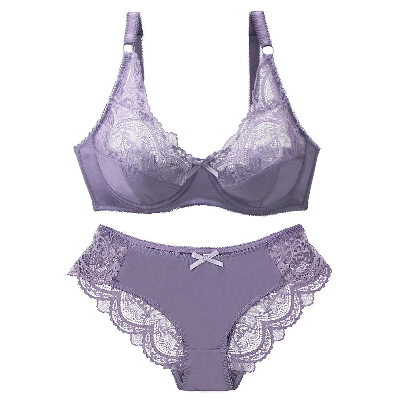2024 New Sexy 34/75 36/80 38/85 40/90 42/95 44/100 BCDE Bras Set For Women Push Up Underwear Lace Bow Ladies Lingerie