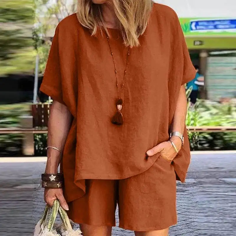 ZANZEA 2024 Summer Two Piece Women Tracksuit Causal Shorts Suits Short Sleeve Shirt Tops Loose Matching Set Oversized Outfits