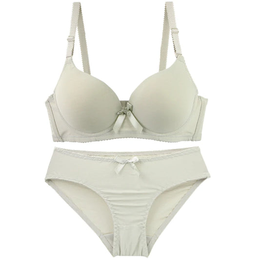 2025 New Sexy Bow Sweat Absorption Bras Set Solid Smooth One-piece Seamless Breathable ABC Cup Underwear Plus Up Lingerie