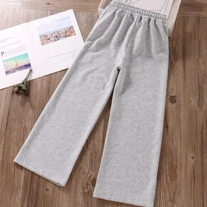 Fleece Lined Thermal Pants for Kids 5-12 Years Winter Outdoor Casual Thickened Sportswear Pants with Elastic Waistband