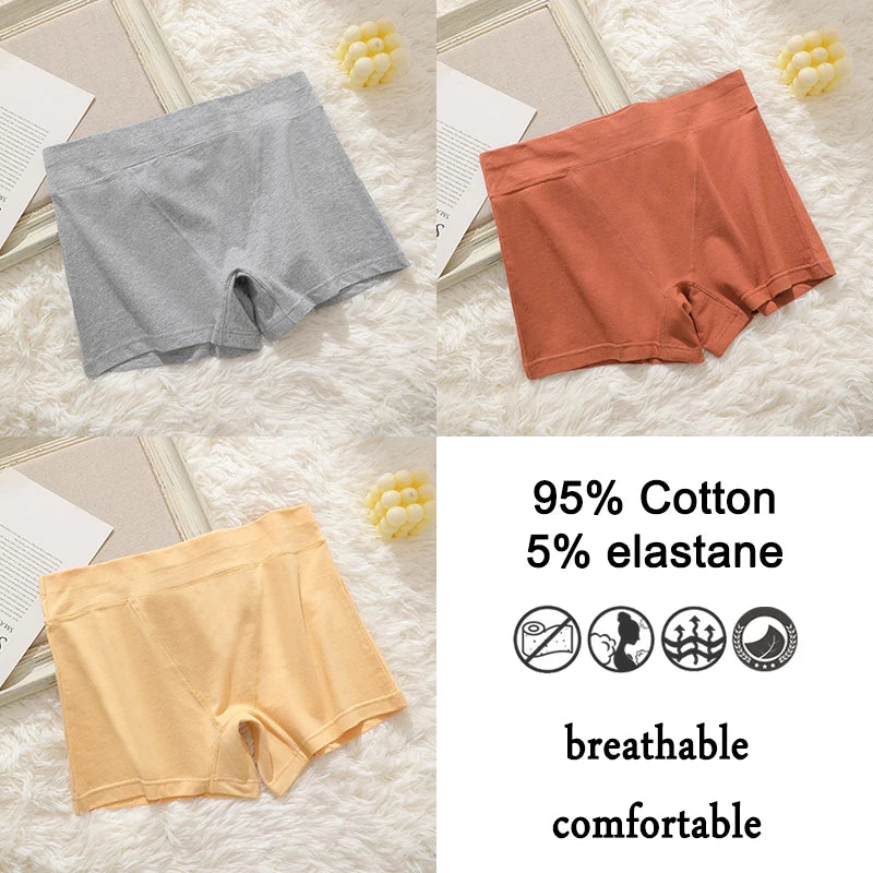 FINETOO 3Pcs Women Sexy Body Shaping Cotton Safety Boxer Shorts Skin Friendly Soft Cotton Fabric Panties Daily Wear Underwear