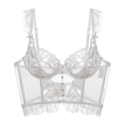 Women Lingerie Set Thin Underwear 2 Piece Bodysuit Underwire Lace Transparent Bra Panty Sets for Bridal Gift Wedding Sleepwear
