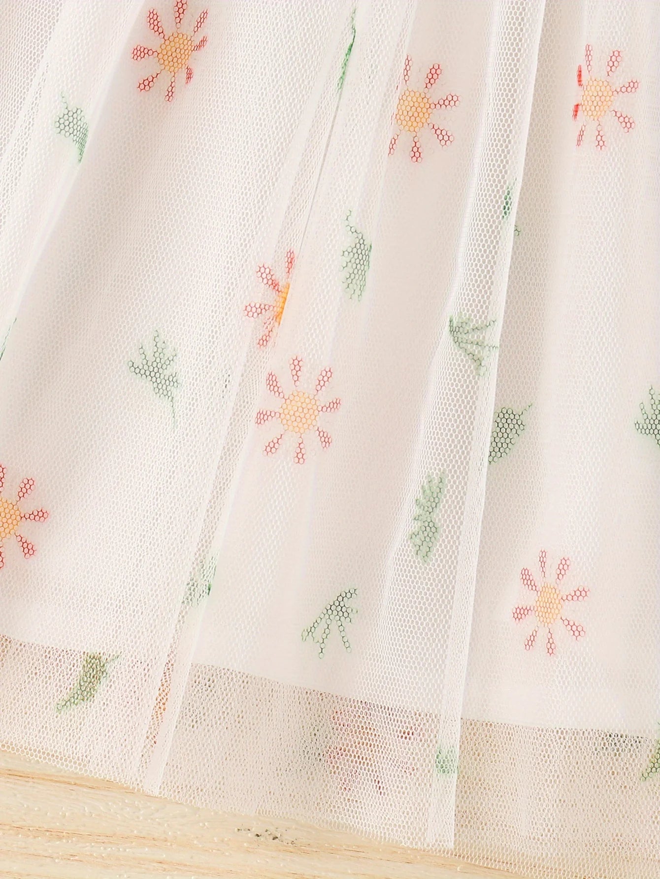 White Camisole 3D Flower Dress - Floral Tulle Hem Girls’ Fairy Sweet Princess Gown