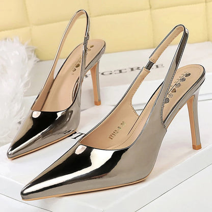 BIGTREE Shoes Women Pumps Patent Leather High Heels Sexy Party Shoes Stiletto 9 cm Heels Summer Heeled Sandals Lady Plus Size 43