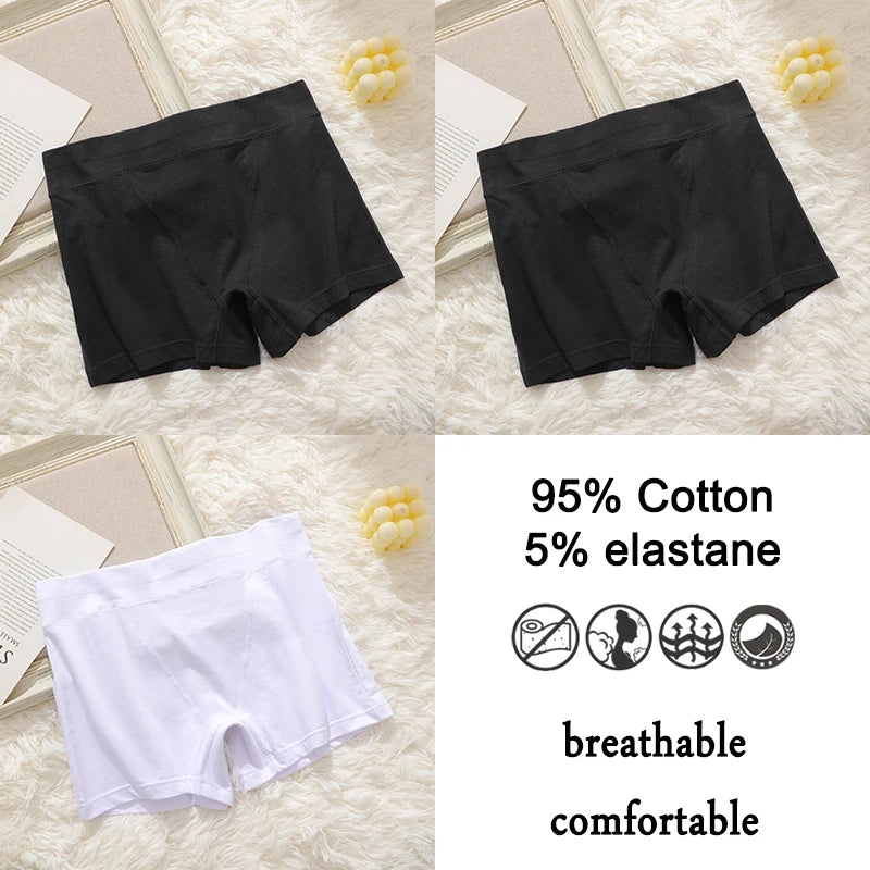 FINETOO 3Pcs Women Sexy Body Shaping Cotton Safety Boxer Shorts Skin Friendly Soft Cotton Fabric Panties Daily Wear Underwear