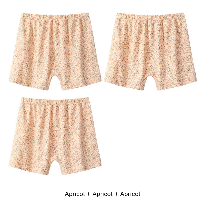3PCS Women Boxer Underwear Mother Briefs Floral Safety Pants Lingerie Breathable Woman Cotton Plus Size Female Panties Intimates