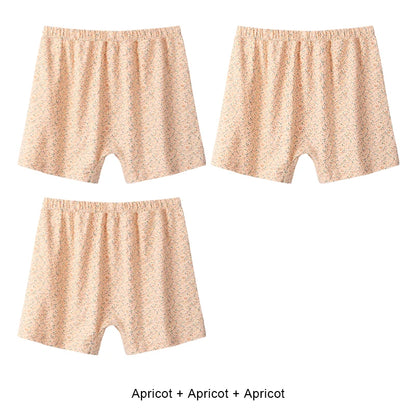 3PCS Women Boxer Underwear Mother Briefs Floral Safety Pants Lingerie Breathable Woman Cotton Plus Size Female Panties Intimates