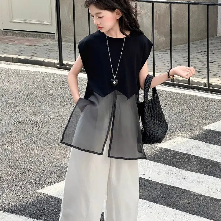 Little Girl Clothes Summer Children's Clothing Setup Child Girls Girls' 2025 New Kids Fashion Outfit Outdoor Sets Suit Korean