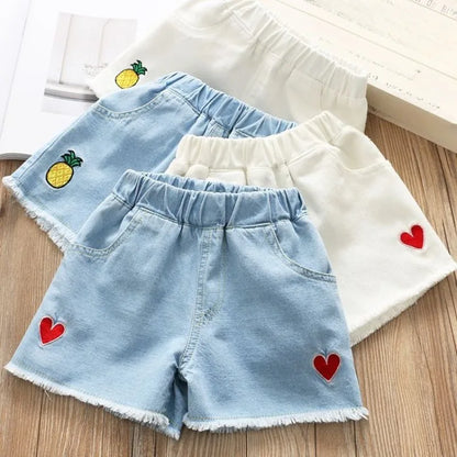 Kids' Trendy Summer Denim Shorts 2026 Lightweight Girls' Casual Clothing Soft Cotton Mix Non Toxic Dye Adjustable Waist