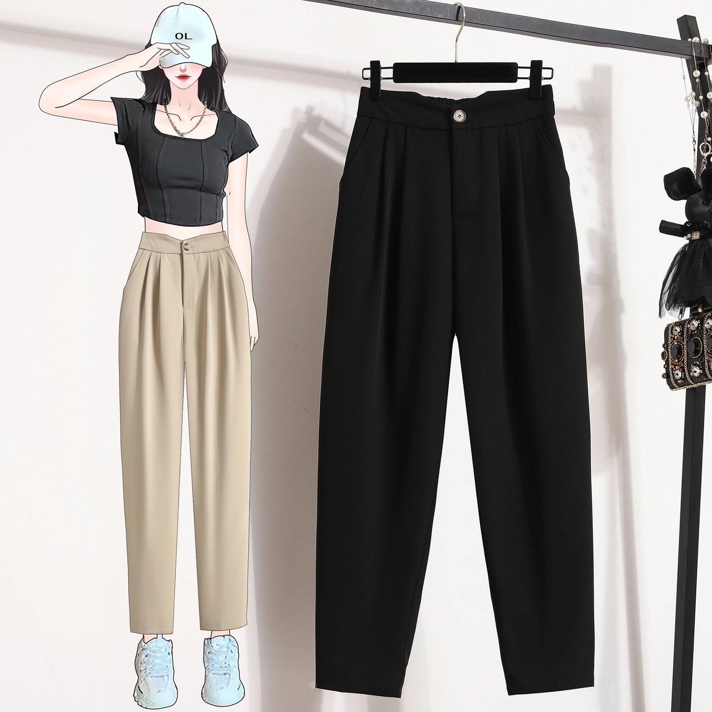 High Quality Korean Style Straight Trousers Plus Size Pants Woman Autumn Winter 2026 New Arrival High Waist Suit Pants