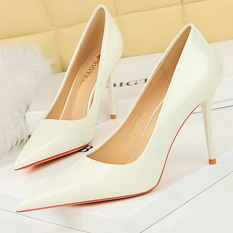 BIGTREE Shoes Patent Leather Women Pumps Sexy High Heels Pointed Lady Party Shoes Stilettos Women Heels Fashion Wedding Shoes