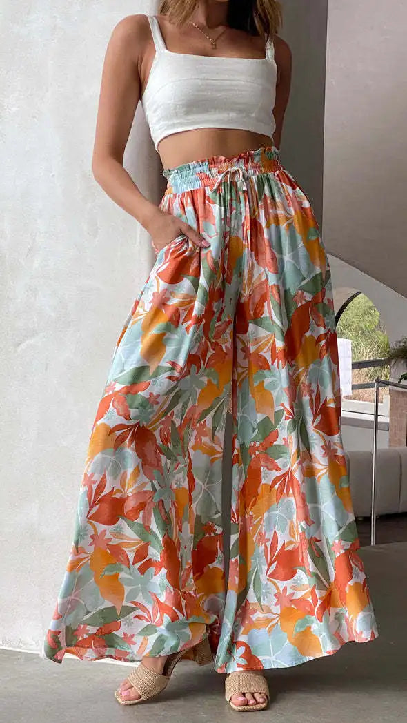 2026 Spring Summer Women Casual Wide Leg Pants Fashion Loose High Waist Long Trousers