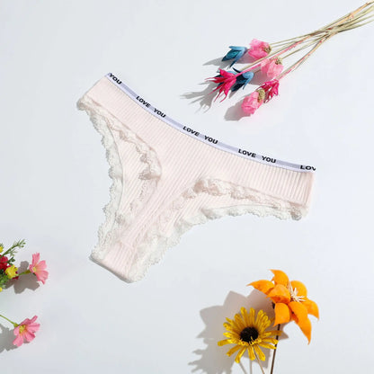 Comfort Breathable Soft Underwear Women's Low-Rise Ribbed Cotton Thongs Panties