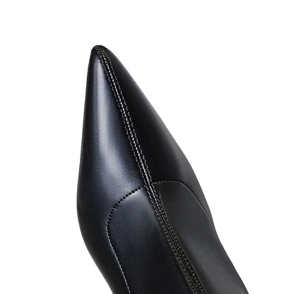 Sexy Over-the-Knee Boots Women Shoes Pointed Long Boots Plush Warm Winter Boots High Heeled Leather Boots Stiletto Heels 8.5 cm