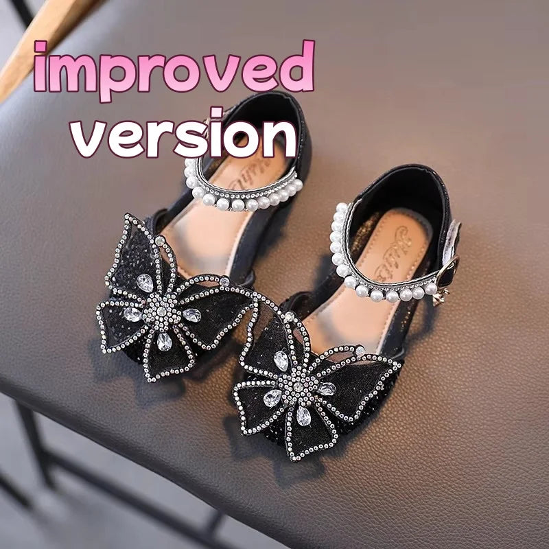 Summer Girls Sandals Fashion Sequins Rhinestone Bow Girls Princess Shoes Baby Girl Shoes Flat Heel Sandals Size 21-35