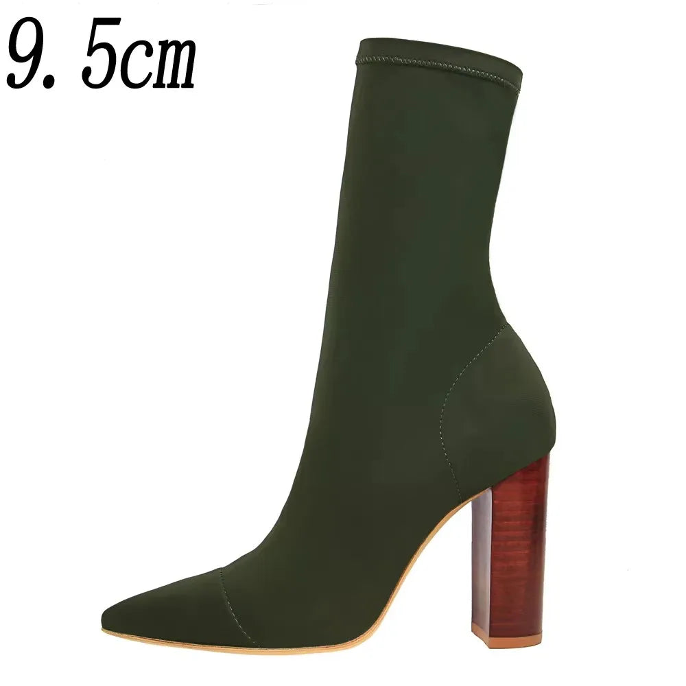 2026 New Socks Boots Fashion Ankle Boots For Women Boots Balck Pointed Toe Elastic Heels Shoes Fetish Autumn Winter Female Shoes
