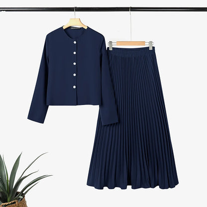 ZANZEA Elegant Muslim Sets Ramadan Outfits Women Autumn Long Sleeve Dress Suit Solid Shirt Long Skirt 2026 Spring Matching Sets