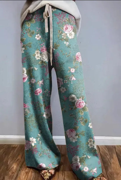 Women's New High Waist Loose Casual Wide Leg Print Pants Summer Beach EU US Style Comfy Flowy Trousers