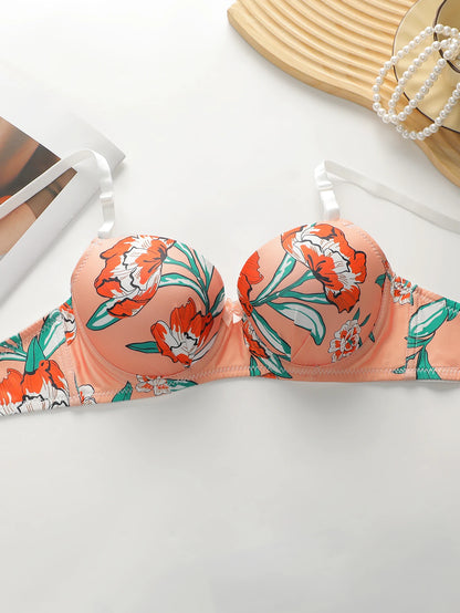 Hot Selling High-quality Multi-color Lingerie 2-piece set For Women's Underwear Beautiful Print Push Up Bra Beach party bikini
