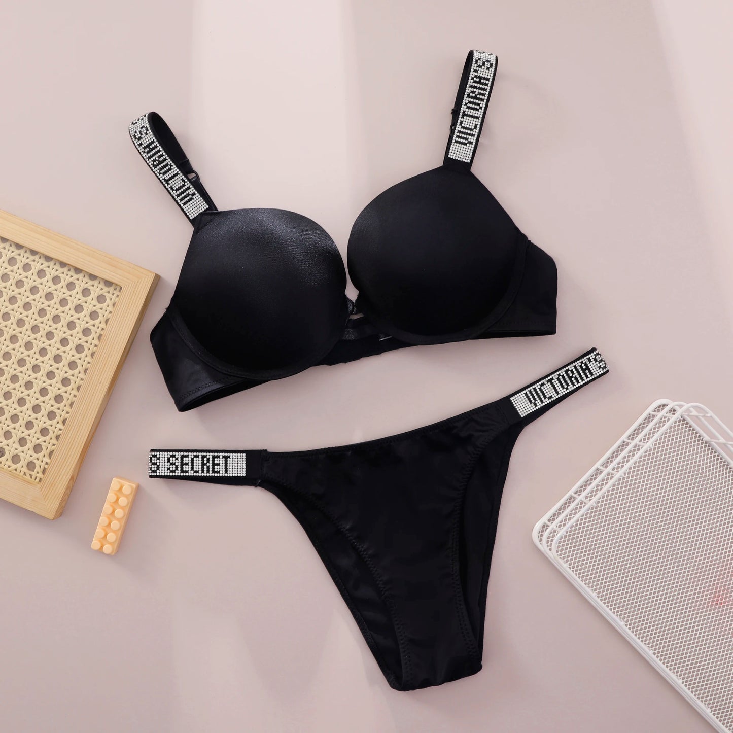 V Women Lace Push Up Bralette Seamless Comfortable Breathable Lingerie Home Wear Set Lingerie Set Underwear Set Bra Panty Set