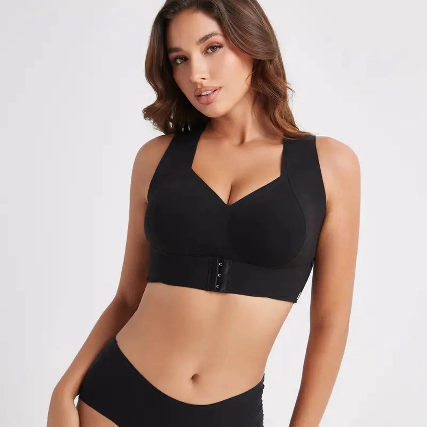 Race Back Corrector Bra For Women Front Closure Wireless Seamless Bra Wide Strap Full Coverage Tank Female Seamless Underwear