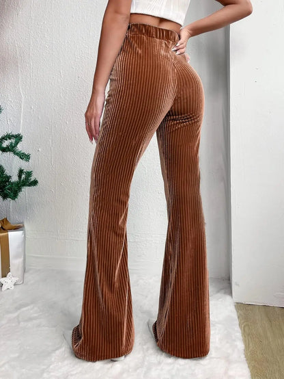 Women Wide leg Pants High Waist Pant Full Length Trousers Straight Pants Solid Streetwear Velvet Pant