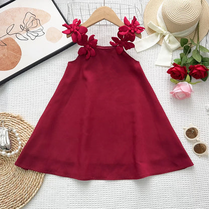 Bear Leader 2-7 Years 3D Flower Birthday Wedding Princess Dress Korean Version Sling Party Clothes Summer Girls Casual Outwear