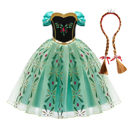 Children Anna Elsa Dress Girls Princess Cosplay Costume Kids Snow Queen Sequined Elegant Dress Girl Christmas Carnival Clothes