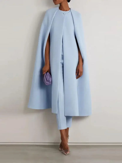 Missuoo Spring and Summer Women's Elegant Pant Sets Round Neck Cape Jacket Top and High Waist Pants Female Casual Two-piece Set