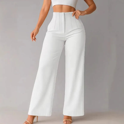 Women's High Waist Wide Leg Pants Elegant Tailored Straight Trousers Office Work Pants Casual Bottoms Comfy Dress Pants