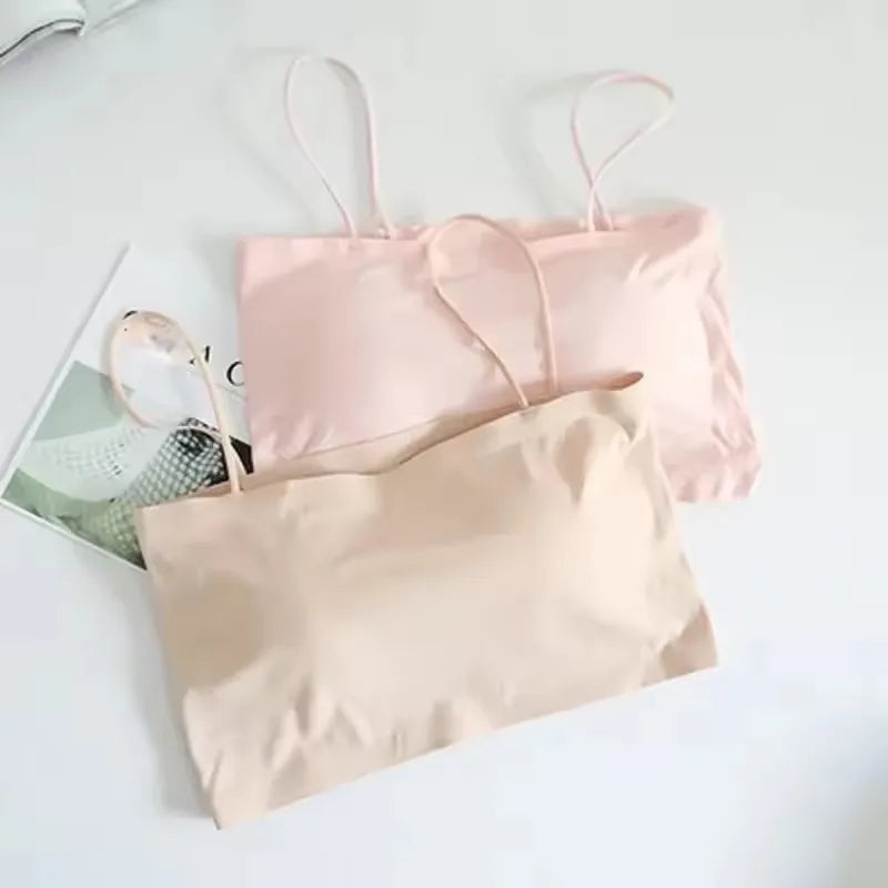 Seamless Tube Top Camisole Bra for Women, Padded Wireless Crop Top Underwear with Beauty Back, Comfortable & Soft