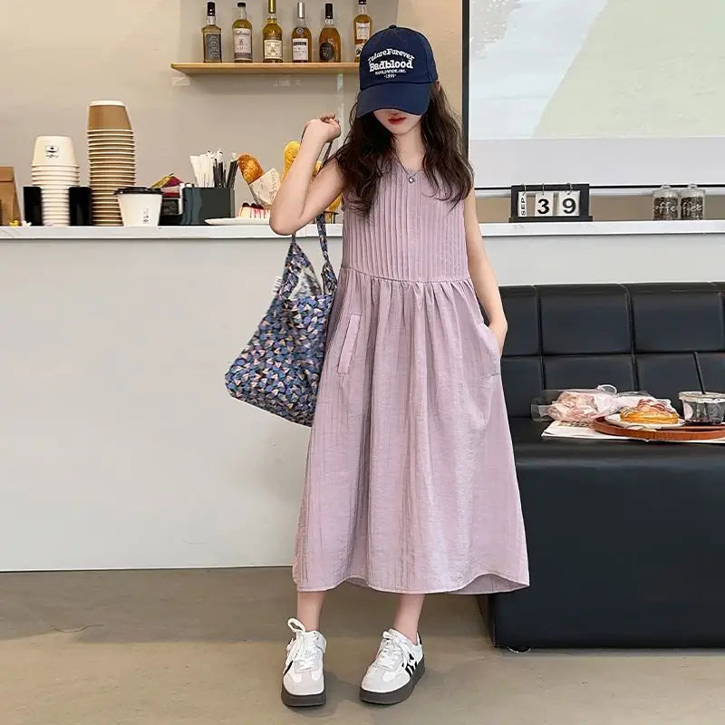 Sweet Casual Maxi Dress Girls Kids Romper Puffy Princess Girl Summer Suit Holiday Dresses 4 Year Old Clothes From 8 14 Years 5 6