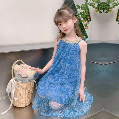 2026 Summer Kids girls chiffon mesh lace Tulle chemise Dresses Formal Princess Children braces skirt 4 5 6 7 8 10 11 12 13 Years