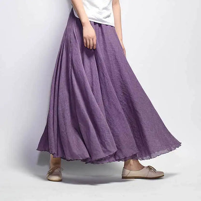 2026 Women Cotton Blending Long Skirts High Waist Good Quality Women Summer Boho Maxi Skirts Brand Faldas Femme Streetwear