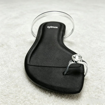 Shiny Rhinestone Decorated Flat Sandals Women Fashion Transparent PVC Clip Toe Flip Flops Summer Light Comfortable Women Shoes