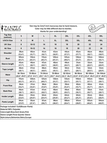 ZANZEA Summer Pant Sets 2025 Fashion Matching Sets Women Baggy Blouse Wide Leg Trousers Suit 2pcs Outfits Solid Work Tracksuits