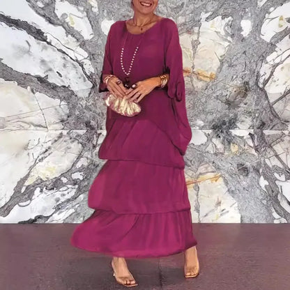 CPSYMYM Fashion New Chiffon Printing Mesh Bat Sleeve O Neck Long Women's Dresses Summer Casual Loose Elegant Female Holiday Beac