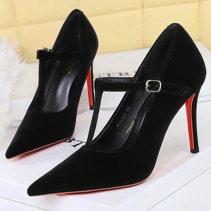 BIGTREE Shoes Sexy Women Pumps Suede High Heels 10 CM Stilettos Buckle Fashion Party Shoes Pointed Women Heels Ladies Shoes 2026