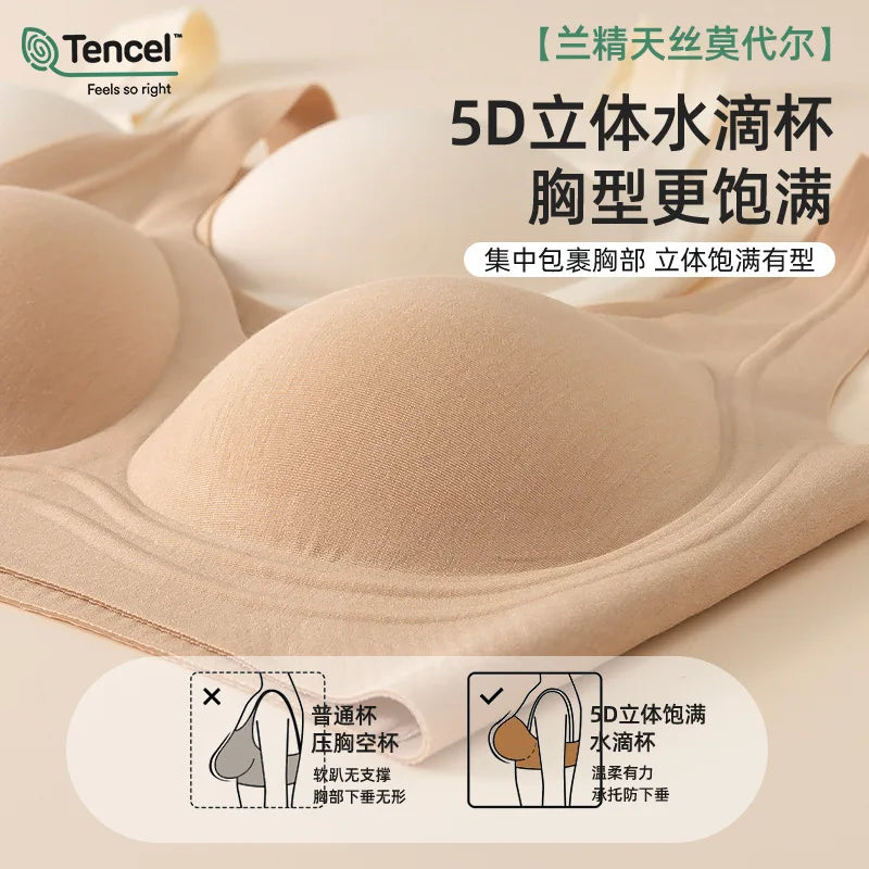 Lenzing Modal Women's Invisible Seamless Beauty Back Push-Up Underwear, Wireless Tank-Style Sports Bra