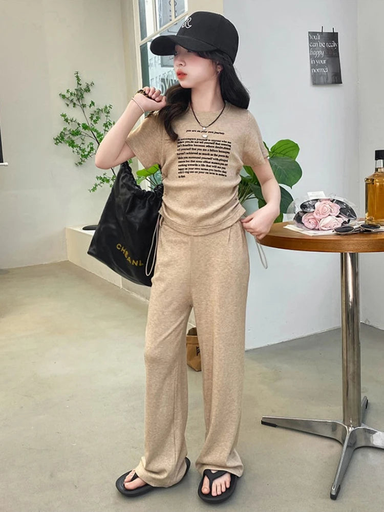 2025 New Children's Clothing 7 12 Years Kids Set 8 Year Old Girls Clothes Up Summer Suit Girl Outdoor Junior Top Bottom 9 10 14