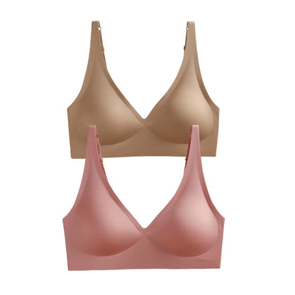 2Pcs/Set Seamless Bras For Women Wireless Underwear Push Up Bralette Soft Padded Deep V Sexy Lingerie Sleepwear Intimates S-3XL