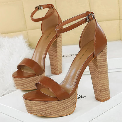 Ultra High Heels 13 cm Women Pumps Sexy Party Shoes Block Heels Peep Toe Platform Pumps Women Summer High-Heeled Sandals Buckle