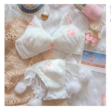 Girls lolita plush bra underwear my melody bralette push up brassiere  wirefree warm kawaii bra underpants seamless lingerie
