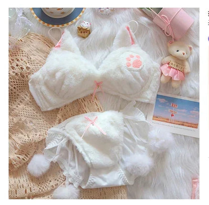 Girls lolita plush bra underwear my melody bralette push up brassiere  wirefree warm kawaii bra underpants seamless lingerie