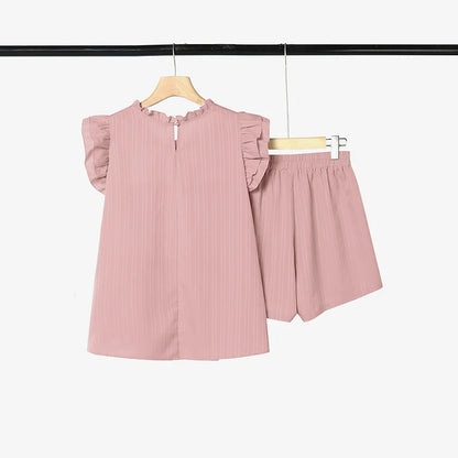 ZANZEA Summer Elegant Short Sleeve Ruffled Blouse Shorts Suit Stylish Women 2 Pieces Sets Holiday Outfit Tracksuit Matching Sets
