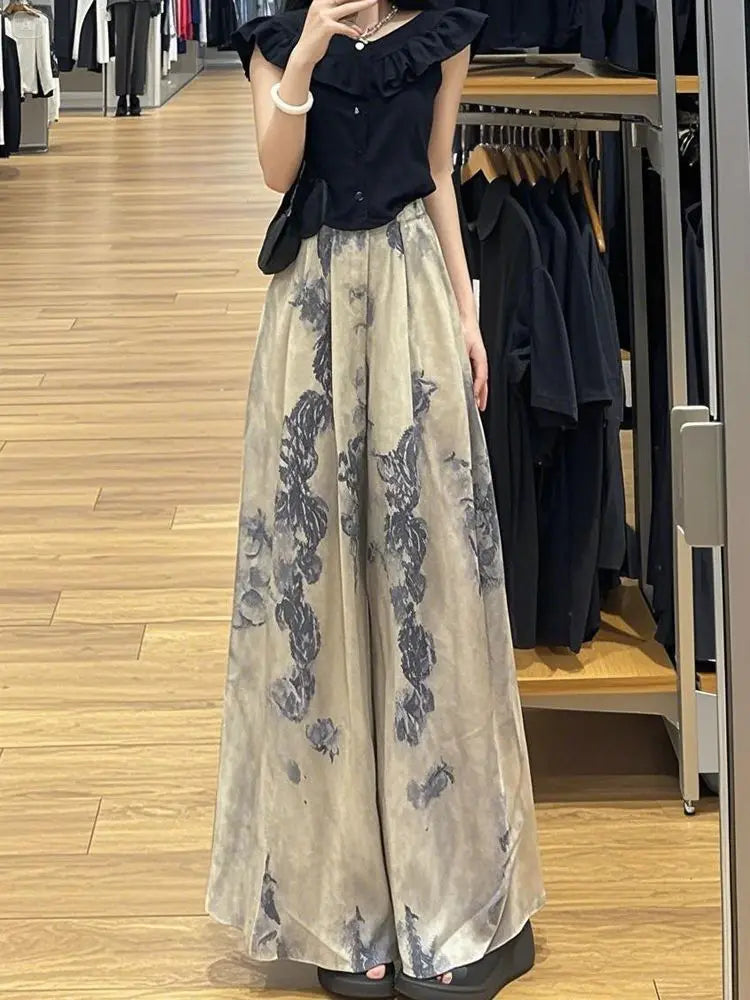 Ice Silk Women Summer Thin Style Slim Casual Straight Nine-point Skirt Pants