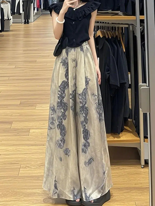 Ice Silk Women Summer Thin Style Slim Casual Straight Nine-point Skirt Pants