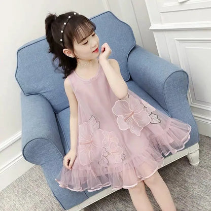 Sleeveless Mesh Children's Strapless Princess Dress 2025 Girl Summer Clothes Girls From 7 8 Years Dresses Kids Girl's Holiday 9